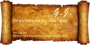 Greifenstein János névjegykártya